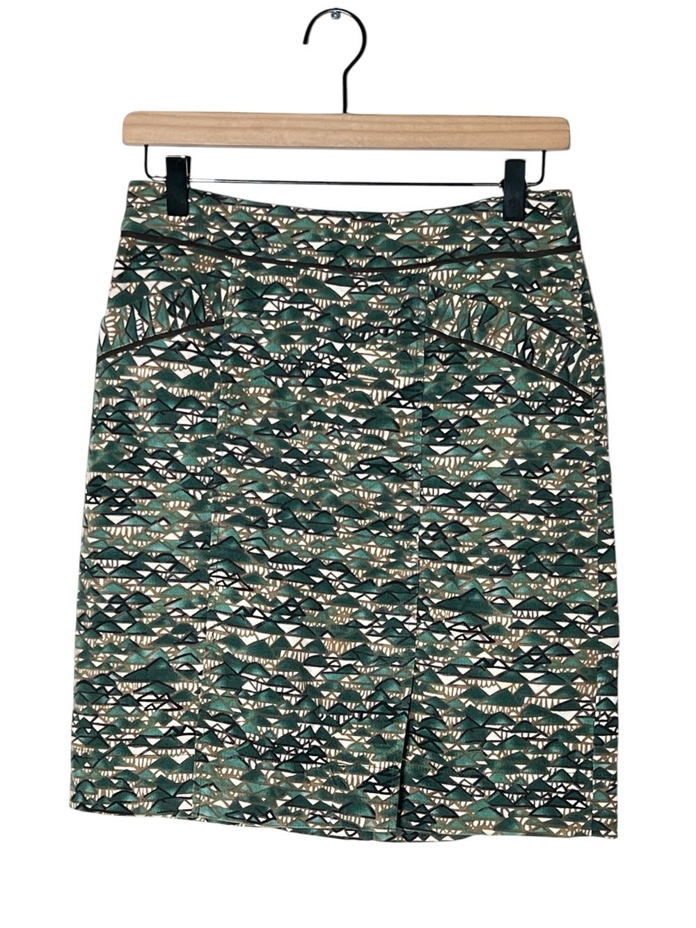 Edme & Esyllte Green Velvet Patterned Straight Pencil Skirt size 2 B120